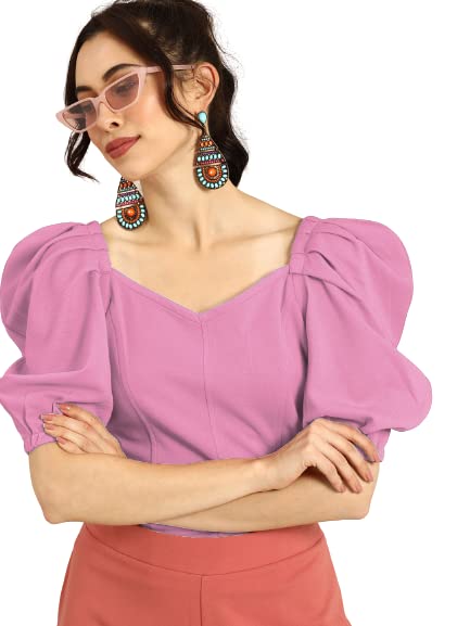 Image of Women's & Girl's Solid Short Sleeve Crop Top (LY-TopD6 Variation)