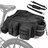 CDYWD 1050D Waterproof Rear Bike Rack Bag, 15L Large Bicycle Trunk Bag with Shoulder Strap for Cycling Commuter Shopping Travel, Bike Back Cargo Rack Bike Saddle Bag for Ebike, MTB, Cruiser, City Bike