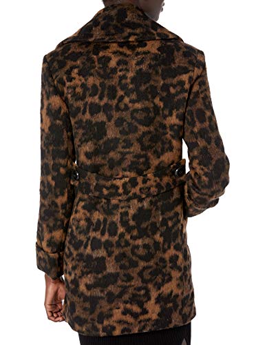 Kensie Women's Outer Notch Collar 3/4 Wool Coat, Leopard, Xl #TOP2