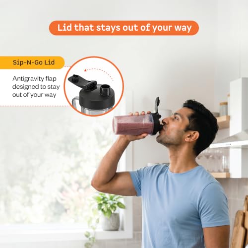 Image of Atomberg Blend and Carry Jar | 0.7 L Duo | 0.4 L Solo | Compatible with all Atomberg Mixer Grinders | Hands-Free Operation | Ideal for Shakes, Smoothies, Dips & Sauces | Shake. Sip. Store.
