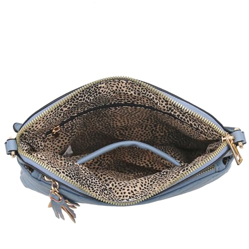 Image of FashionPuzzle Chevron Quilted Medium Crossbody Bag with Tassel Accent