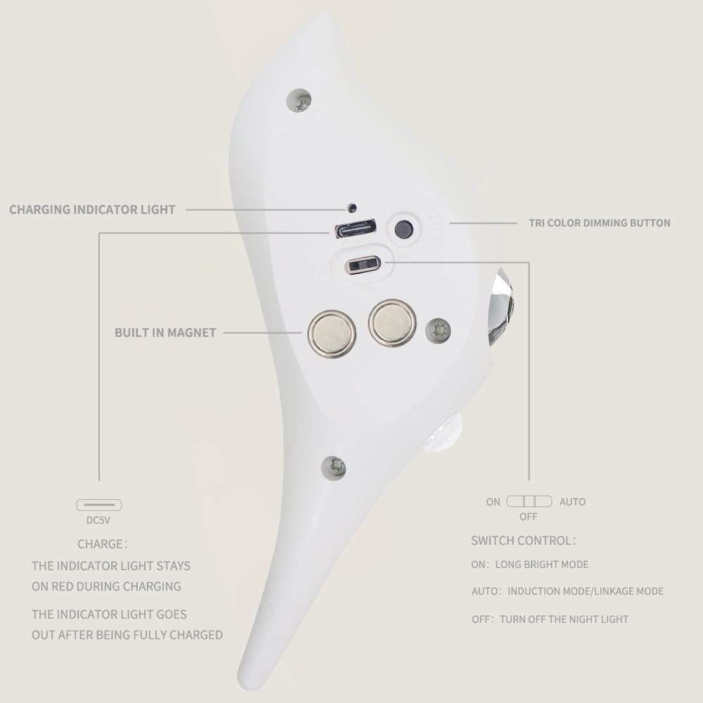 2 Pezzi Lampada da Parete a LED per Interni con Uccello, Luce Senza connessione di Alimentazione con rilevatore di Movimento, Batteria da 1200 mAh, Treppe Ricaricabile Tramite USB,