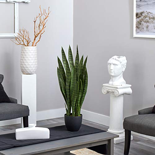 Nearly Natural, Green 4855 35In. Sansevieria With Black Planter #TOP1