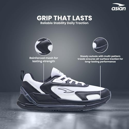 Image of ASIAN Powerkick-21 Men's Sporty Sneakers | Stylish Sports Shoes with Comfort for Boys | Lightweight Sole & Durable Grip, Perfect for Casual, Gym, Walking