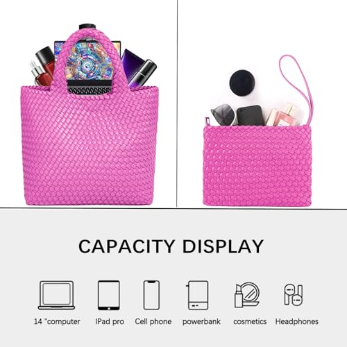 Image of JINMANXUE Fashion Woven Bag Shopper Bag Travel Handbags and Purses Women Tote Bag Large Capacity Shoulder Bags