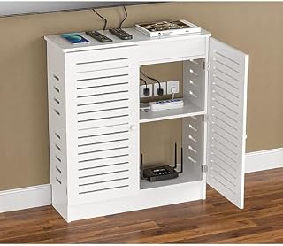 Router Storage Cabinet - Floor Standing Media Storage Box for WiFi and Wireless Routers