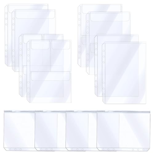 12 Stück A5 Binder Taschen A5 Grösse Bindertaschen Klarsichthüllen 21 * 15cm Klare Binder-Blätter Hüllen, 6 Löcher Binder Taschen, Geeignet Für Postkarten Fotokarten Briefpapier Kartenaufbewahrung