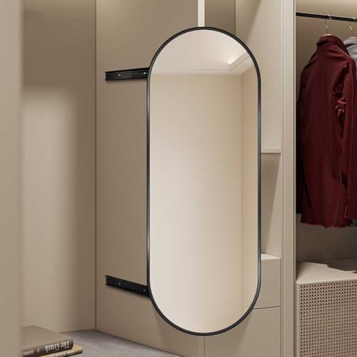 Miroir coulissant dressing 1200 x 350 mm compact noir