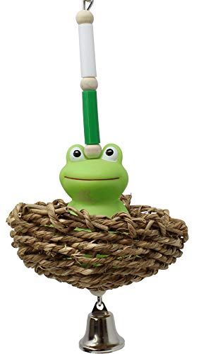 812 Magic Frog Bonka Bird Toys Rubber Seagrass Chew Foraging Parrot Parrotlet African Grey Cockatoo Amazon