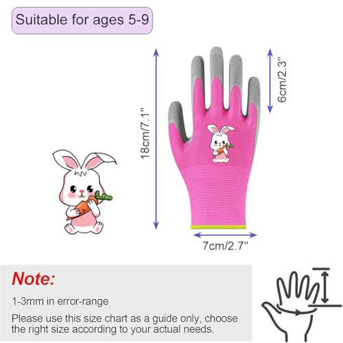 Image of HASTHIP 3Pairs Kids Gardening Rubber Gloves, Ages 5-9, Outdoor Play