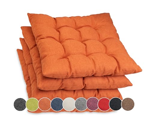 sunnypillow Lot de 4 Coussins de Chaise avec Rubans | 40x40 cm épaisseur : 8 cm - Confortables | Galette de Chaise Maison et Jardin, extérieur/intérieur...