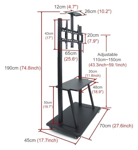 Soporte móvil para TV con ruedas ajustable en altura miniatura 2