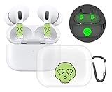 RockMax for AirPods Pro 2nd Generation Case, Clear Case Cover with Keychain and Glow in The Dark Stickers, Luminous Skull Skin Decal Gift for Party