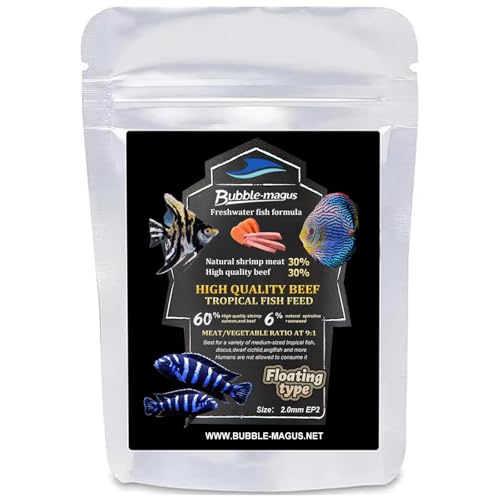 Bubble Magus Cichlid Sinking Fish Food,All Natural Ingredients, Carnivore Pellets for Large Cichlid and Tropical Fish, Royal Cichlid Premium Pelle 3.7mm Particles (5 oz)