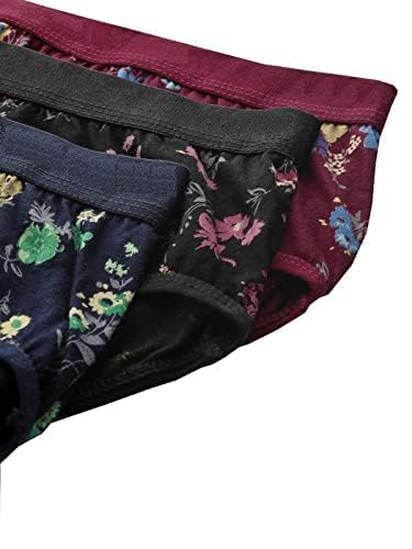 Image of Women's Cotton Hipster Innerwear Floral Printed Panties Assorted Briefs with Elastic Inner Wear (Pack of 3)