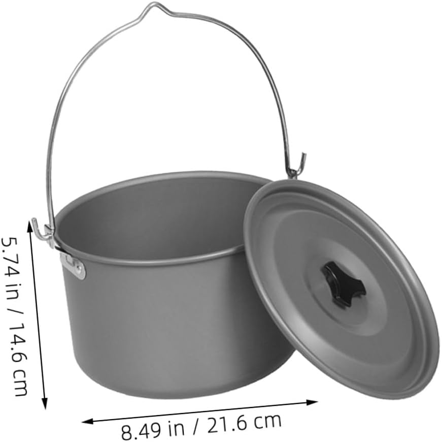 Portable Aluminum Camping Pot with Lid Even Heat Distribution Large Person Capacity Lightweight Backpacking Cooking Set for Outdoor Hiking Picnics Bbqs and Family Gatherings