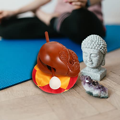 Wooden Fish Temple Block Zen Drum With Mat Mallet Cushion Buddhist Percussion Instrument Monk Ornament Home Office Feng Shui Decoration Assorted Color #TOP4