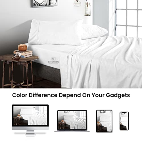 Sgi 800 Tc 100% Egyptian Cotton Bed Sheets, Luxurious Soft For Premium Hotel Quality 4Pc Sheet Set - 1 Fitted Sheet, 1 Flat Sheet & 2 Pillowcase 16" Inch Deep Pocket (California King, White) #TOP3