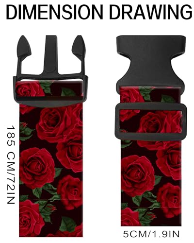 Image of Luggage Straps for Suitcases, Adjustable Travel Belt, Durable Wide Luggage Strap, Cute Suitcase Strap Identifiers with Buckle, Bag Straps for Luggage, Luxury Roses