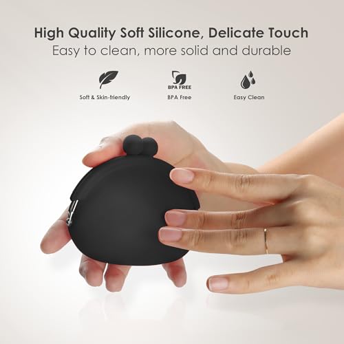 Image of Coin Purse for Women - Silicone Small Coin Pouch with Kiss Lock for Coins, Keys, Lipstick, and Earphones - Mini Cute Change Purse, Coin Purse & Pouch for Daily Life, Cars, Travel, Party