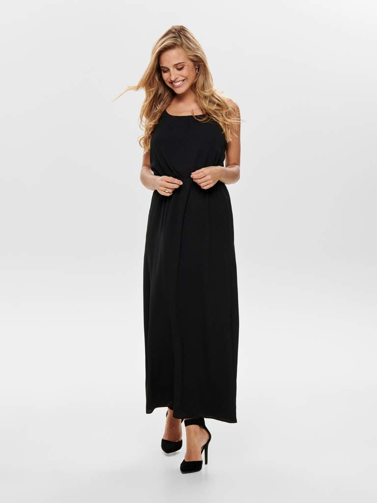 ONLY Onlwinner S/L Maxi Dress Noos Femme Robe Longue Noir/Blanc