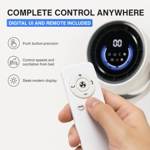 Image of EdenPURE TurboAIR Fan - Whole House 360 Windmill Spin Fan, Whisper Quiet Operation, Portable AC, 3 Adjustable Heights, 12 Speeds, Dual Oscillation, Cools Entire Room 360 Circulation, 65 FT Reach