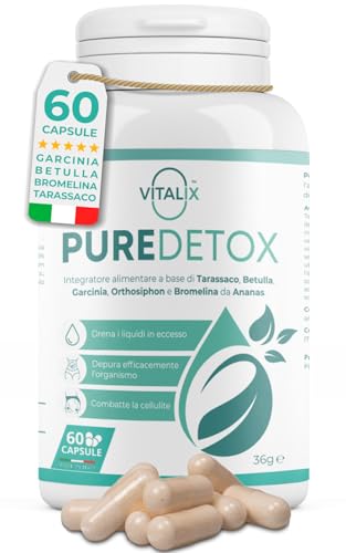 VITALIX Diuretico Drenante Forte Anticellulite - Detox Fegato ed Intestino con Bromelina Tarassaco...