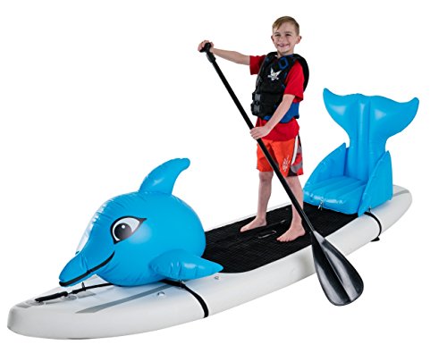 Stand Up Floats Inflatable Toy Dolphin and seat Easily attaches to Any SUP Paddle Board with Removable Universal Harness, Blue, Large, by