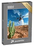 Puzzle 1000 pièces XXL « Cactus et Moulin à Vent Traditionnel à Fuerteventura, îles Canaries »