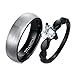 Aeici Bagues Mariage Homme Femme, Alliance de Mariage Acier Coeur Gravé Brossé Bague Mariage Femme Taille 49 & Homme Taille 61.5