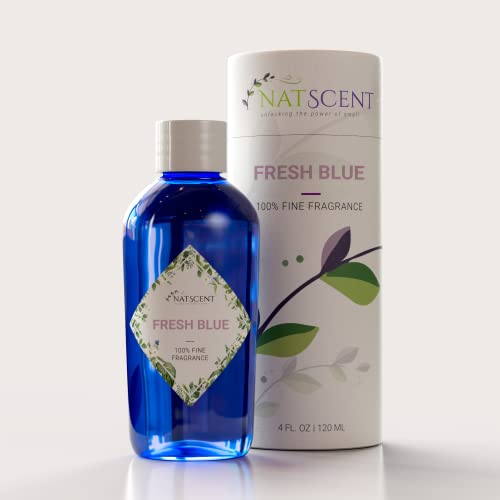 Natscent Plug & Play Fresh Blue Fragrance Oil Bottle Replacement for Dynamo Aromatherapy Diffuser, Luxurious and Relaxing Aroma Oils - 4 oz. (120 ml) 