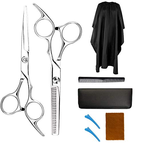 Professional Hair Cutting Shears,6.0" Professional Stainless Barber Scissors Set for Hairdressing,Thinning,Texturizing, Salon or