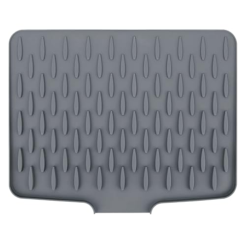 Image of PUREL Living - Premium Silicone Dish Drying Mat, Heat-Resistant Kitchen Counter Protector with Built-in Drain Lip, Non-Slip Dishwasher Safe Mat for Pots, Pans, Utensils