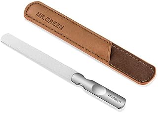 Stainless Steel Nail File with Anti-Slip Handle and Leather Case, Double Sided
