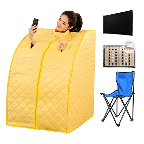 ZFF Far Infrared Steam Sauna Portable With Chair And Foot Heating Plate & Front Heating Plate, Steam Tent Home Personal Spa, Remote Control