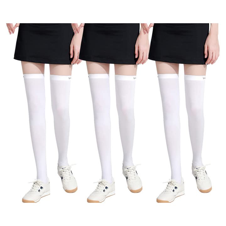 DAISHA Summer Sun Protection Golf Socks UPF 50+,Ice Silk Breathable Cool Long Thigh High Socks for School,Daily Wear,Cosplay.