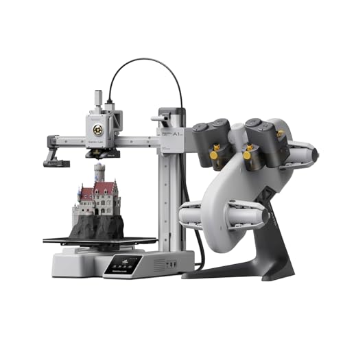 WOL3D Bambu Lab A1 Mini Combo 3D Printer with AMS Lite– Up to 500mm/s Print Speed, 180×180×180mm Build Volume, Multi-Color Printing, High Precision, Full-Auto Calibration, Quiet & Fast FDM Printing