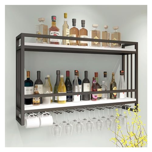 Étagère à vin murale en métal moderne avec support verre à pied pour cuisine et bar
