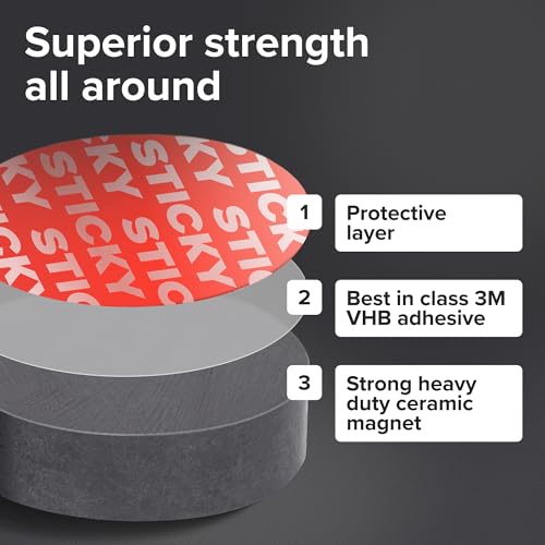 Image of Strong Ceramic Round Magnets with Adhesive Backing (0.7x0.2 /18x5mm, 30 pcs) - Heavy Duty Sticky Magnets, Non-Corrosive, Versatile for Home, Office, Workshop, Whiteboard, Fridge and Hobby Use