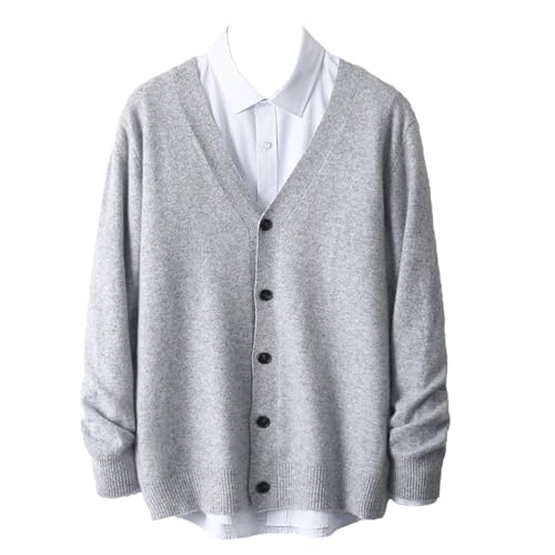 Men's Merino Wool Cardigan Sweater V-Neck Knitted Sweater Cardigan Casual Loose Long Sleeves Tops