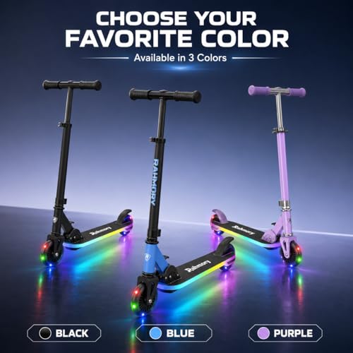 Rahmory Light-Up Kids Scooter, 2 Wheel Kick Scooter for Kids Ages 5+ | For kids 5-7 and 8-12, with 3 adjustable heights, lightweight foldable design for boys and girls, easy to carry and store. - image 6