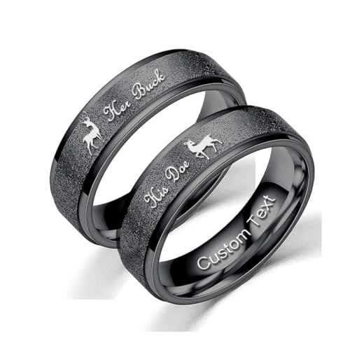 Customize Her Buck His Doe Elk Couples Rings Promise Ring Inside Can Engraved Band Rings Wedding Rings Titanium Stainless Steel 8mm 6mm 6-13#