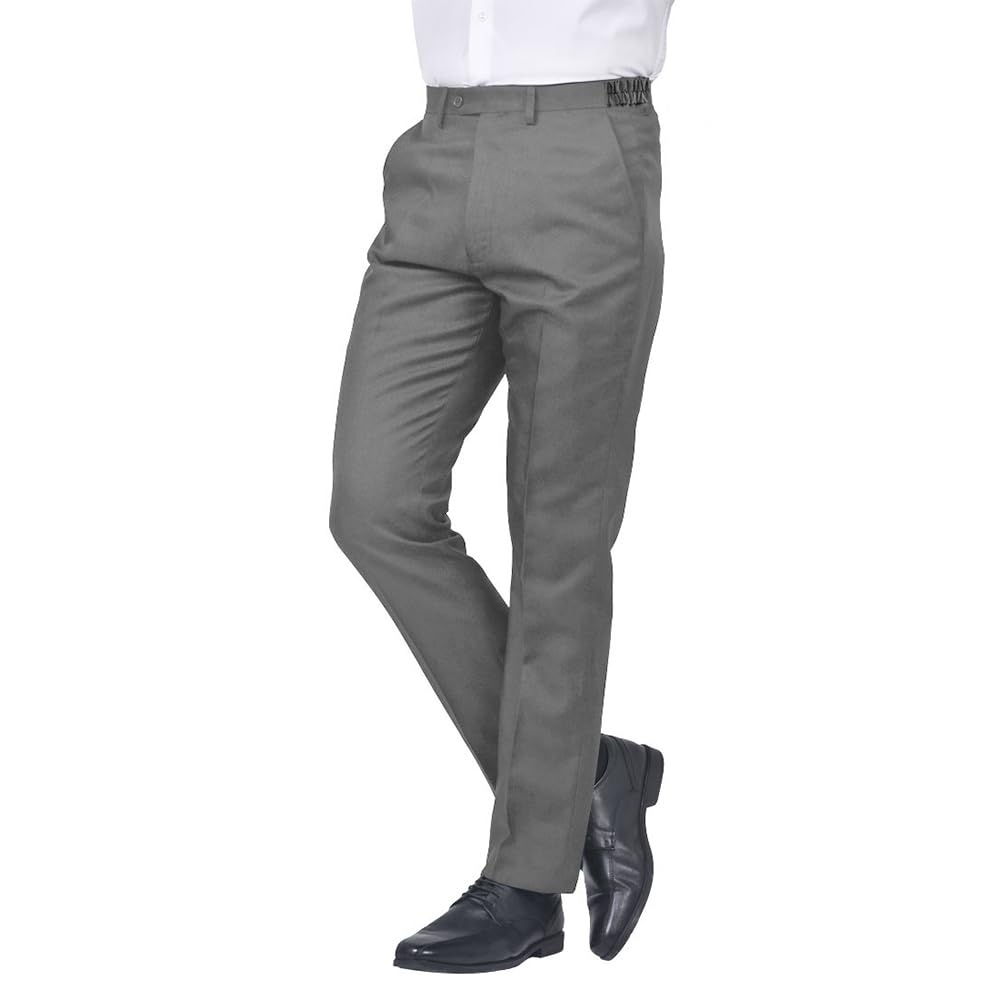 Jolliman Mens Plus Size Trousers Stretch Waist Big & Tall Trousers Pants Lightweight Smart Formal Business Office Waist 44W / 31L Grey