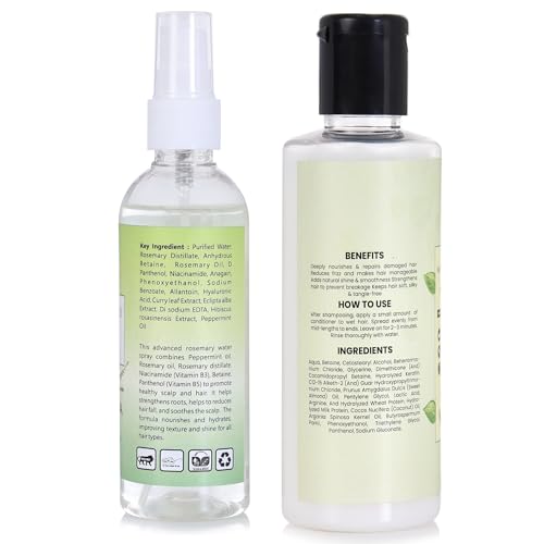 Image of Nature's Herbs Herbal Conditioner & Rosemary Water Hair Spray Combo | Aloe Vera Nourishing Conditioner for Smooth Frizz Free Hair with Rosemary Spray for Hair Growth Scalp Care | Men Women | 200 ml + 100 ml