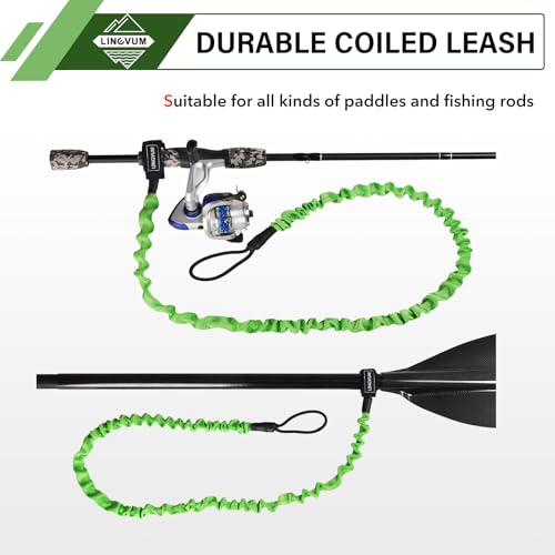 image for LINGVUM Kayak Paddle Leash Stretchable Coiled Rod Leash for Kayak, Pad