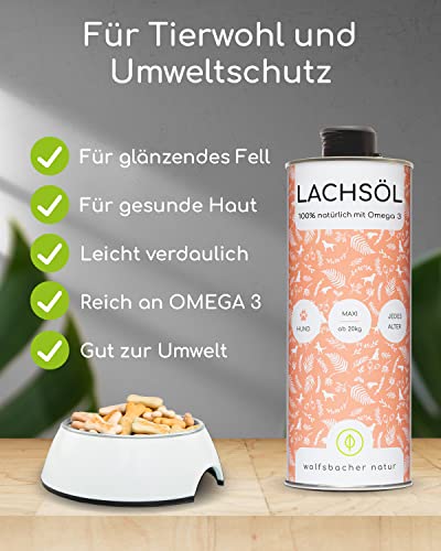 Lachsöl für Hunde Wolfsbacher 1 Liter – Hochwertiges Ergänzungsmittel