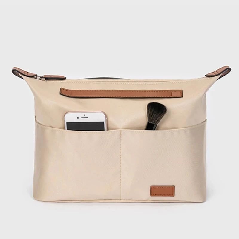 Générique Organisateur de sac main, insert intérieur en satin, compatible avec Le Pliage et Tote Bags (accessoire tiers), Beige - S - 23×14×9 cm