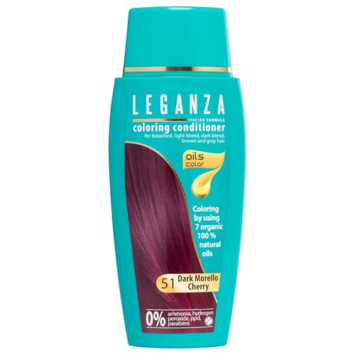 LEGANZA | Bálsamo Colorante Natural para el Cabello Color Cereza Oscuro Nº 51 | Tinte Sin Amoniaco | Enriquecido con Aceites Naturales | baño de color | cubre canas | 150ML