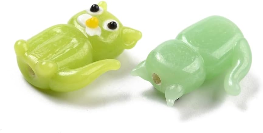 Ornazy 5Pcs 3D Cute Style Cat Bumpy Beads with Hole Colorful Kitten Glass Beads for Jewelry Making Necklace Craft DIY - Image 3