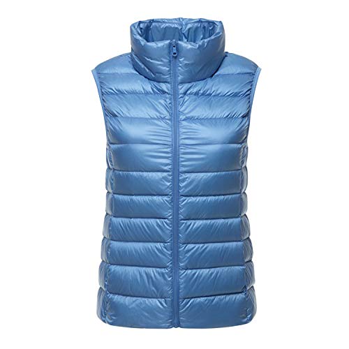 LAEMILIA Gilet Duvet Femme Doudoune sans Manche Col Roulé Grande Taille Veste Légère Automne Hiver Blouson Casual Compressible avec Sac de Rangement Couleur Unie